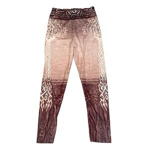 ShallWe Leggings Womens Small Brown‎ Tree of Life Celtic Knot Graphic Print NEW